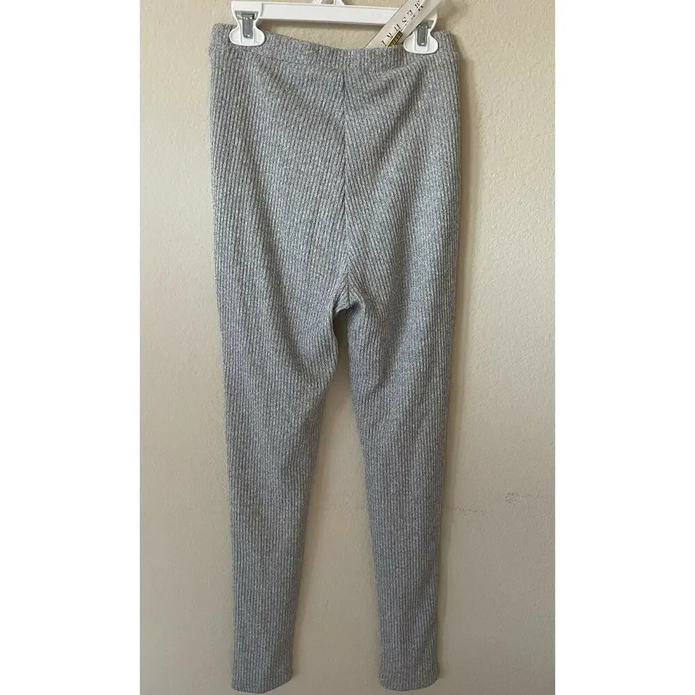 MESHKI Fauve Grey Gray Rib Knit Lined Skinny Pants Size XS Inseam 26.5